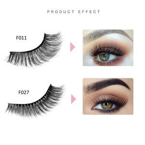 HANDAIYAN 3D Mink Hair False Eyelashes 2 Sets Black Color F011 F027